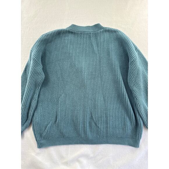 Women’s Forever 21 Teal Knit Cardigan | Chunky Ribbed Button Front Sweater Sz S - Picture 4 of 4
